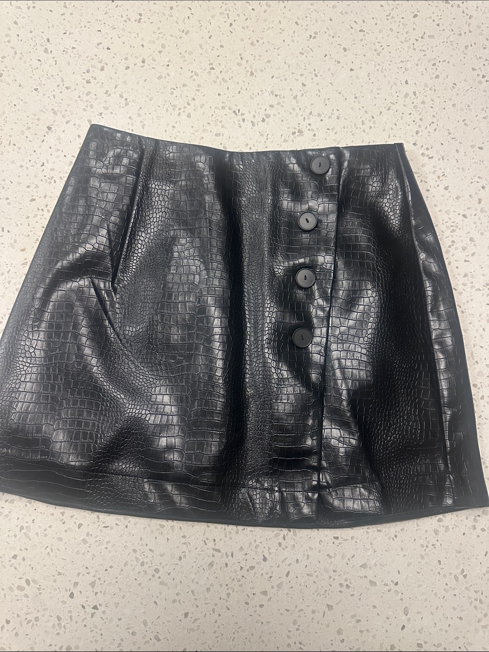 Commense mini skirt faux leather embossed NWOT XS
